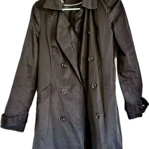 Women's Black Double-Breasted Trench Coat